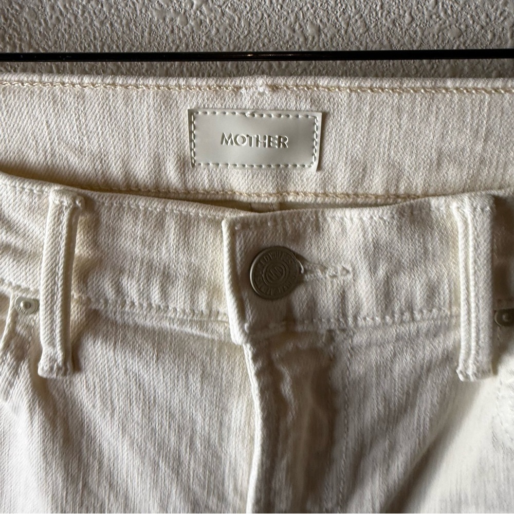 MOTHER The Undercover Cargo Sneak Wide Leg Jeans Cream Puffs Denim Women’s 28 - Picture 8 of 16